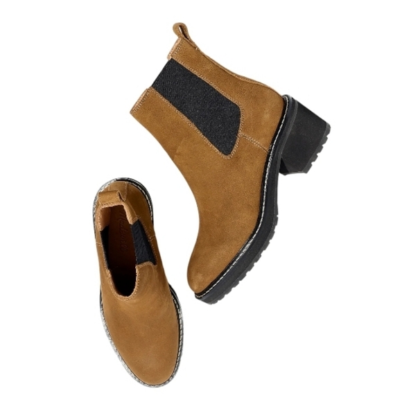 Madewell Shoes - Madewell The Carina Platform Chelsea Boot Suede Burled Wood Brown Size 10